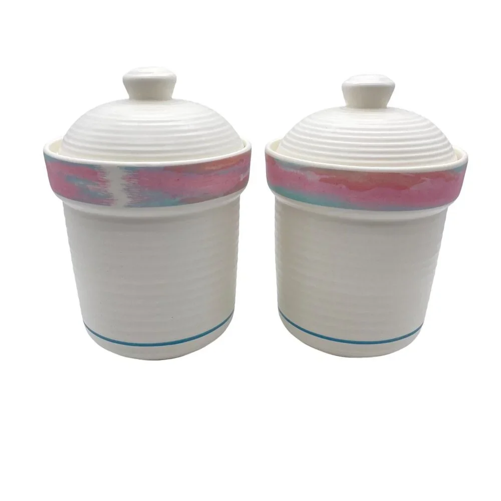 Vintage Treasure Craft Mirage Southwest design canister set of two 80s 90s jars‎